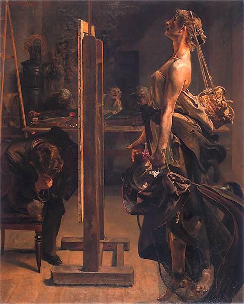 Jacek Malczewski Painter's inspiration. France oil painting art